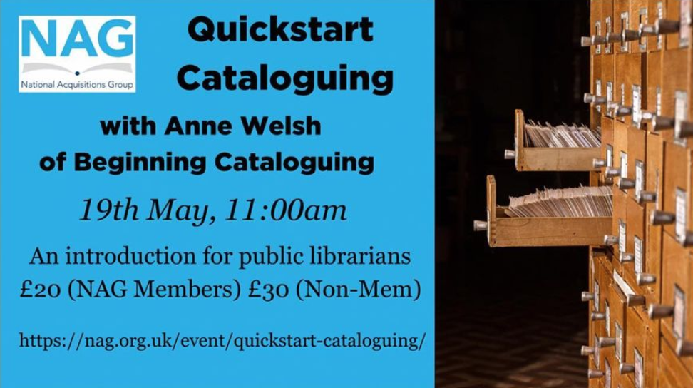 Event Image for NAG Quickstart Cataloguing event on 19 May 2021