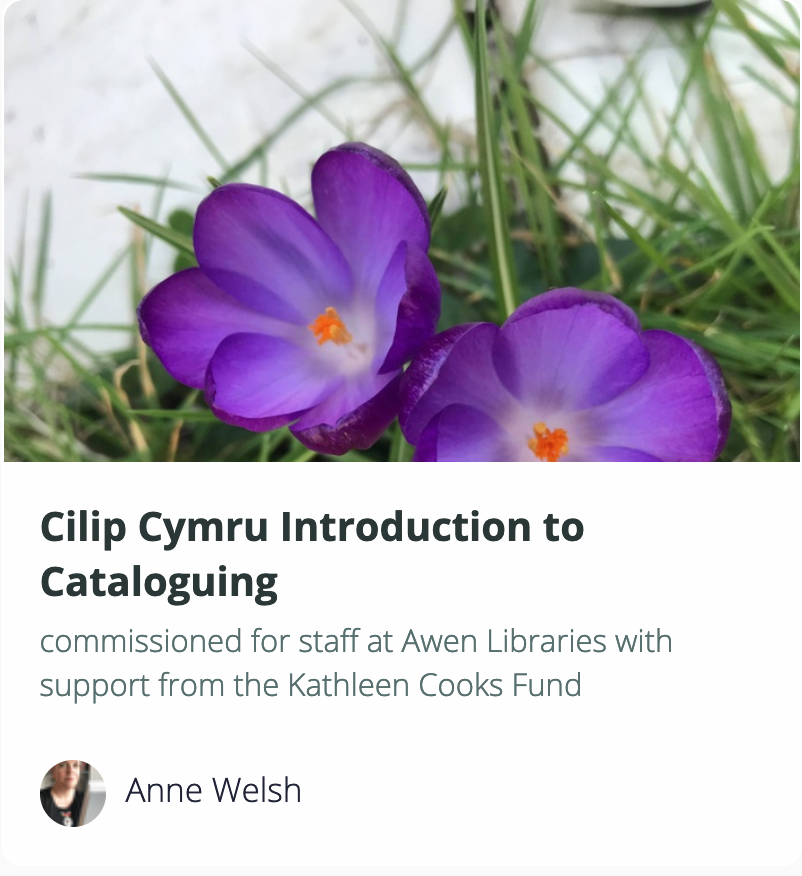 Course page for Awen Libraries course